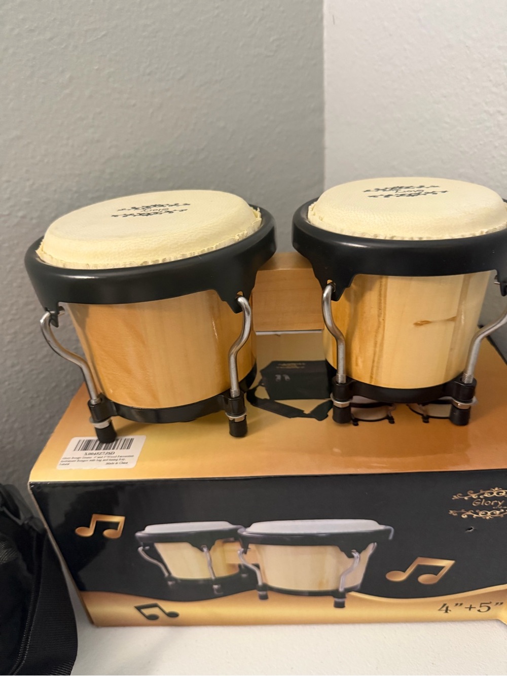 BONGO Natural Wood Bongos with Cream Tops and Black Hardware